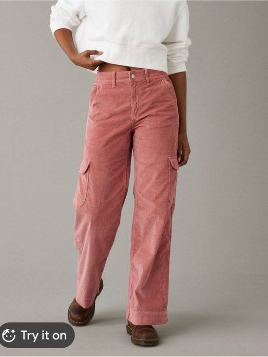 American Eagle Outfitters Denim - American Eagle Outfitters Wide-Leg Corduroy Cargo Jeans in Rust